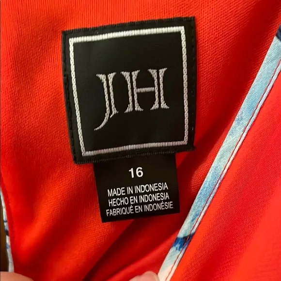 JH COLLECTIBLES UEC Women’s Size 16 Floral Sleeveless Red Sheath Dress - Picture 3 of 11